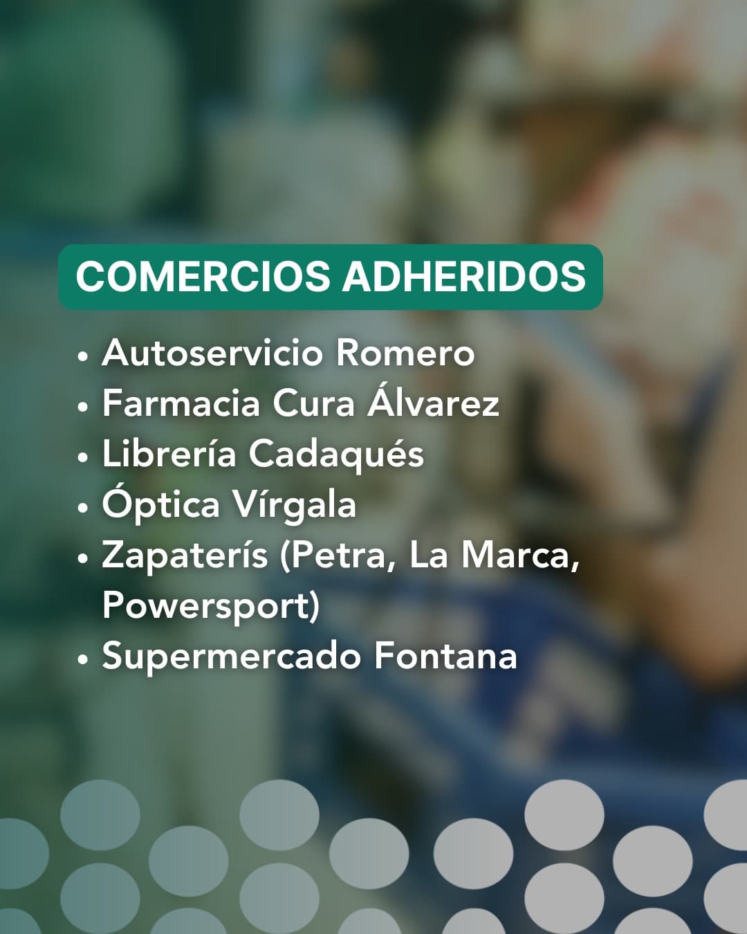 Listado de comercios adheridos